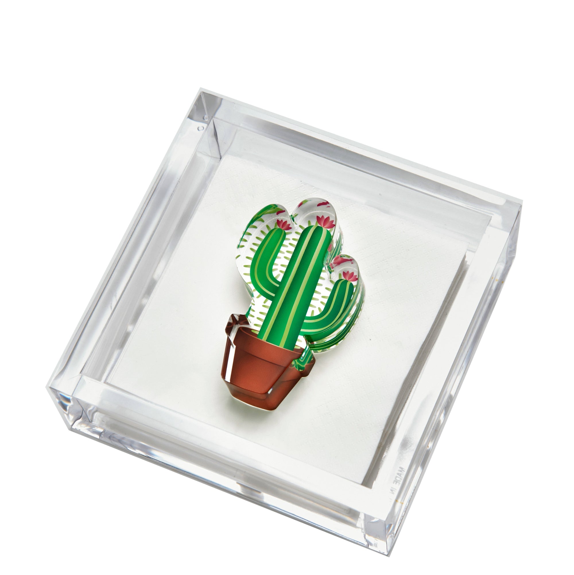 Cocktail Napkin Holder CACTUS 4 inches by 4 inches 
