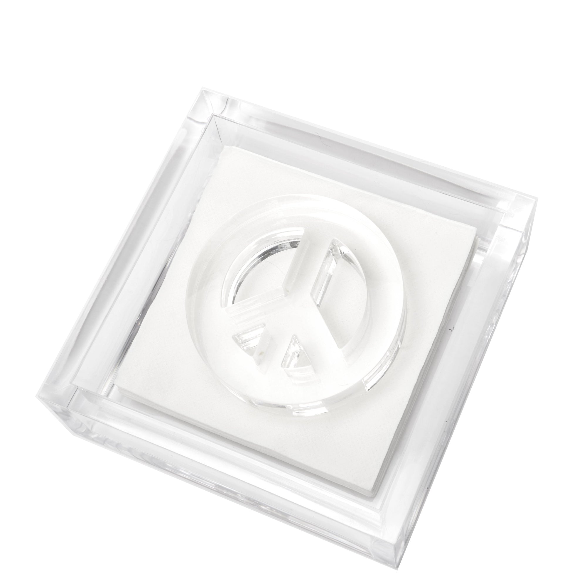 Cocktail Napkin Holder PEACE SIGN 4 inches by 4 inches 