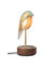 Daqi Alarm clock pale green porcelain bird with gold accents and walnut base wakes up with bird sound works with an app