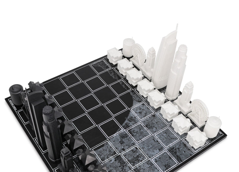 Chess Set Acrylic LOS ANGELES Edition with Los Angeles Map Board
