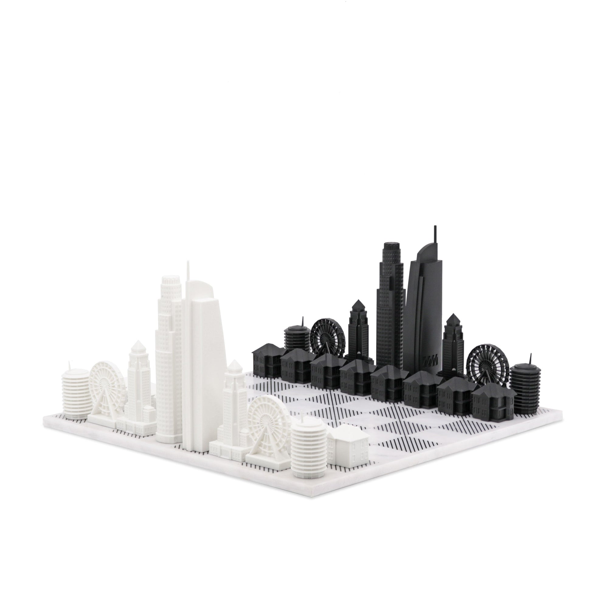 Chess Set Acrylic LOS ANGELES Edition with Marble Hatch Board