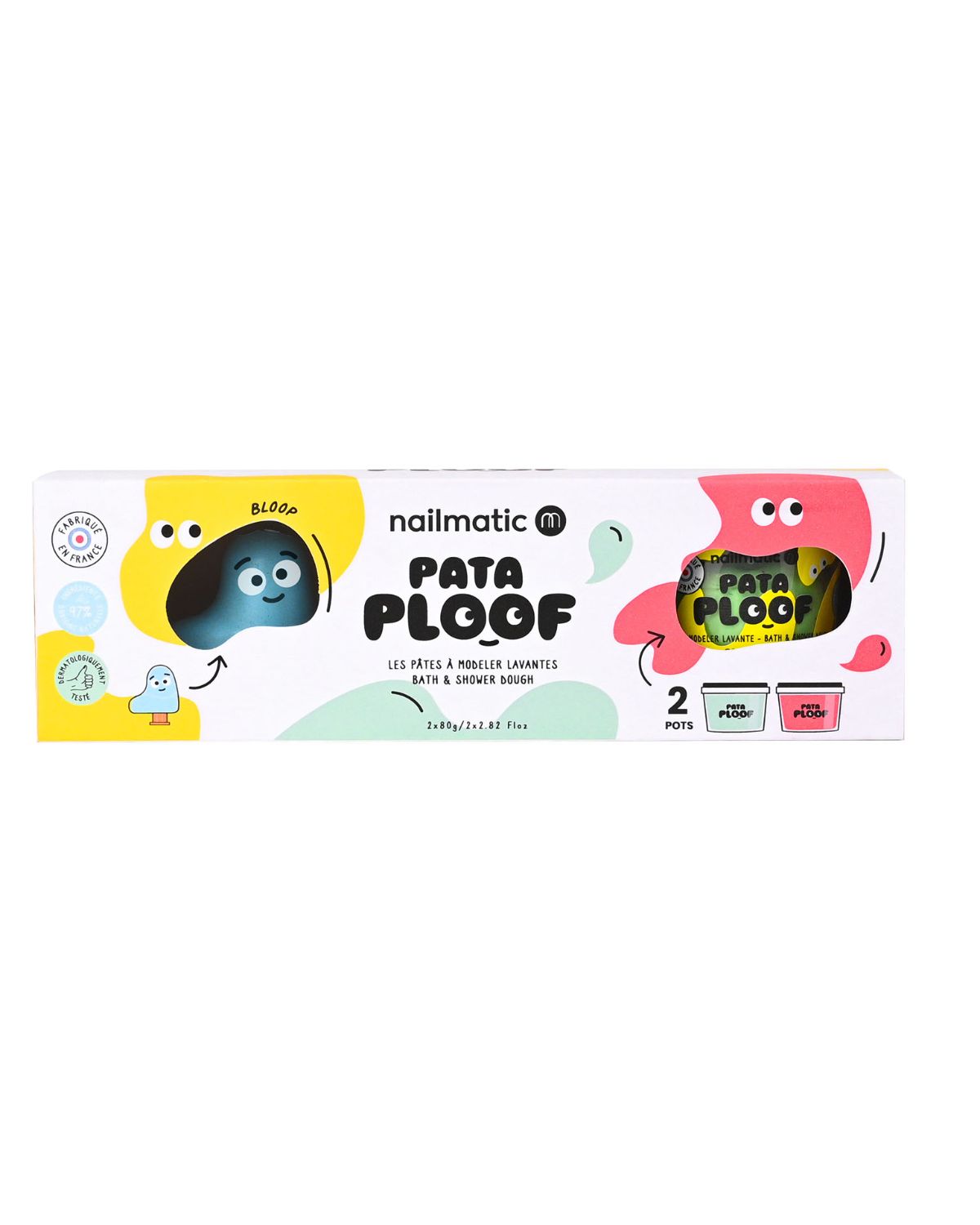 Soap Dough Cleansing Modeling Clay PATAPLOOF Set of 2 Green & Red plus BLOOP Friend
