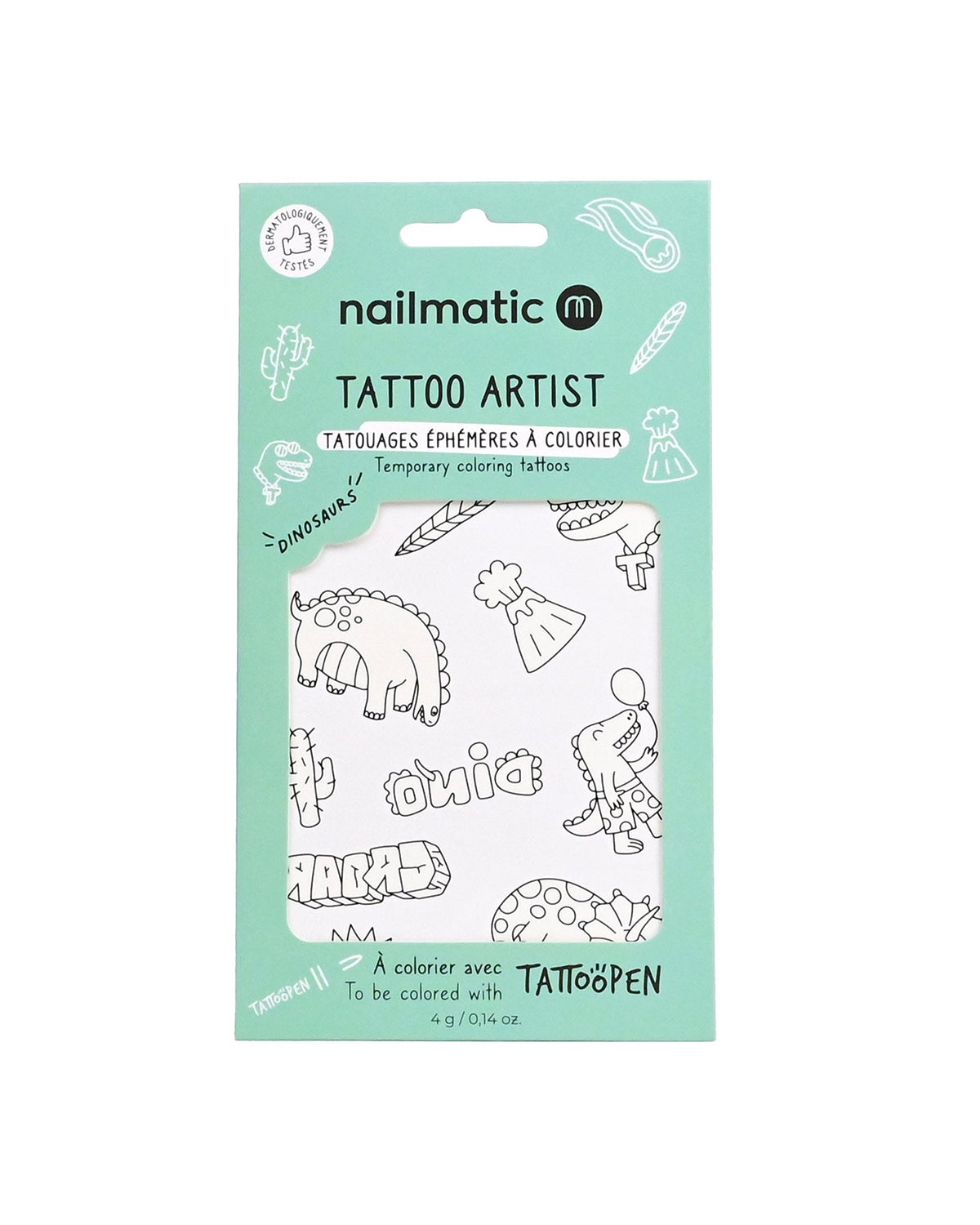 Nailmatic Temporary Tattoo for Kids Dinosaurs