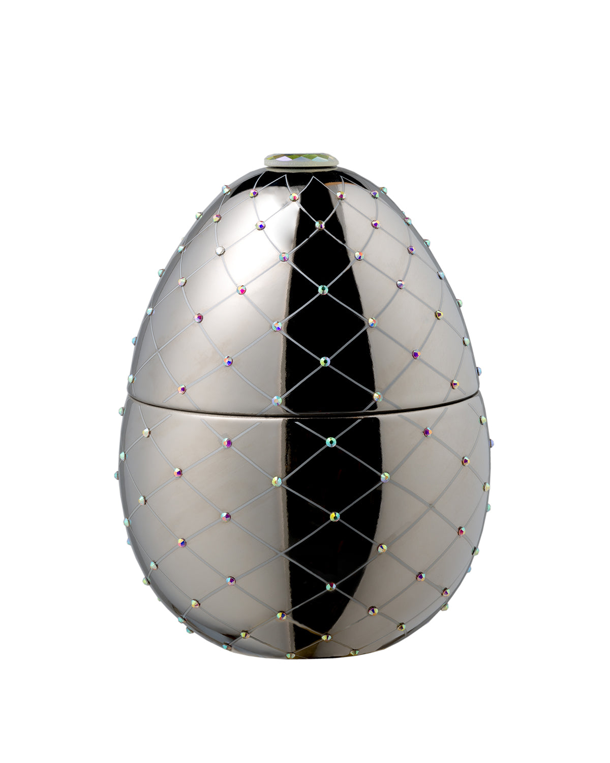 Candle in Ceramic Egg BOIS DE ROUSSIE SILVER 450gr 6.5 diam. x 7.48 in