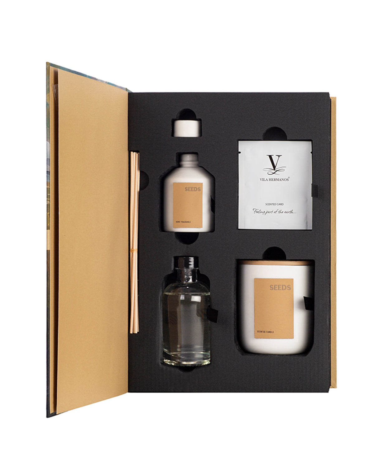 Gift Set ORGANIC YELLOW SEEDS Candle 200gr, Diffuser 100ml, Scent Card 8.07 x 3.74 x 12.01 in