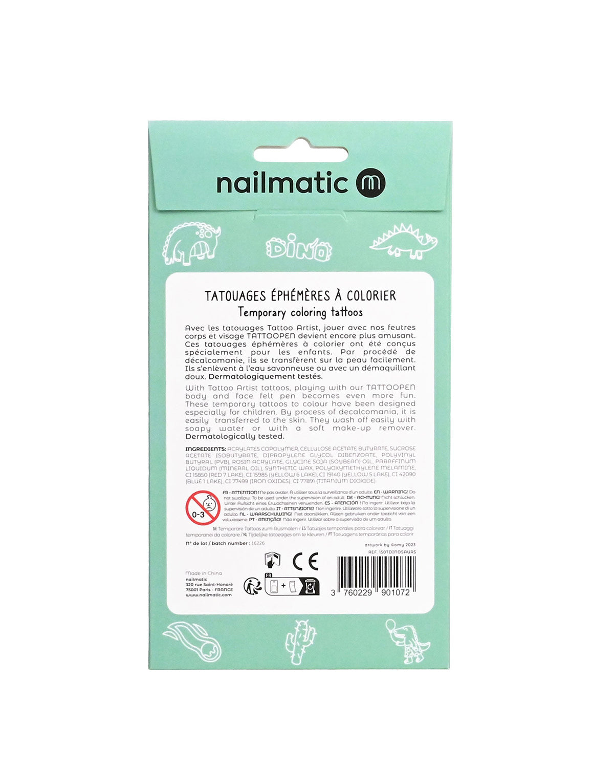 Nailmatic Temporary Tattoo for Kids Dinosaurs