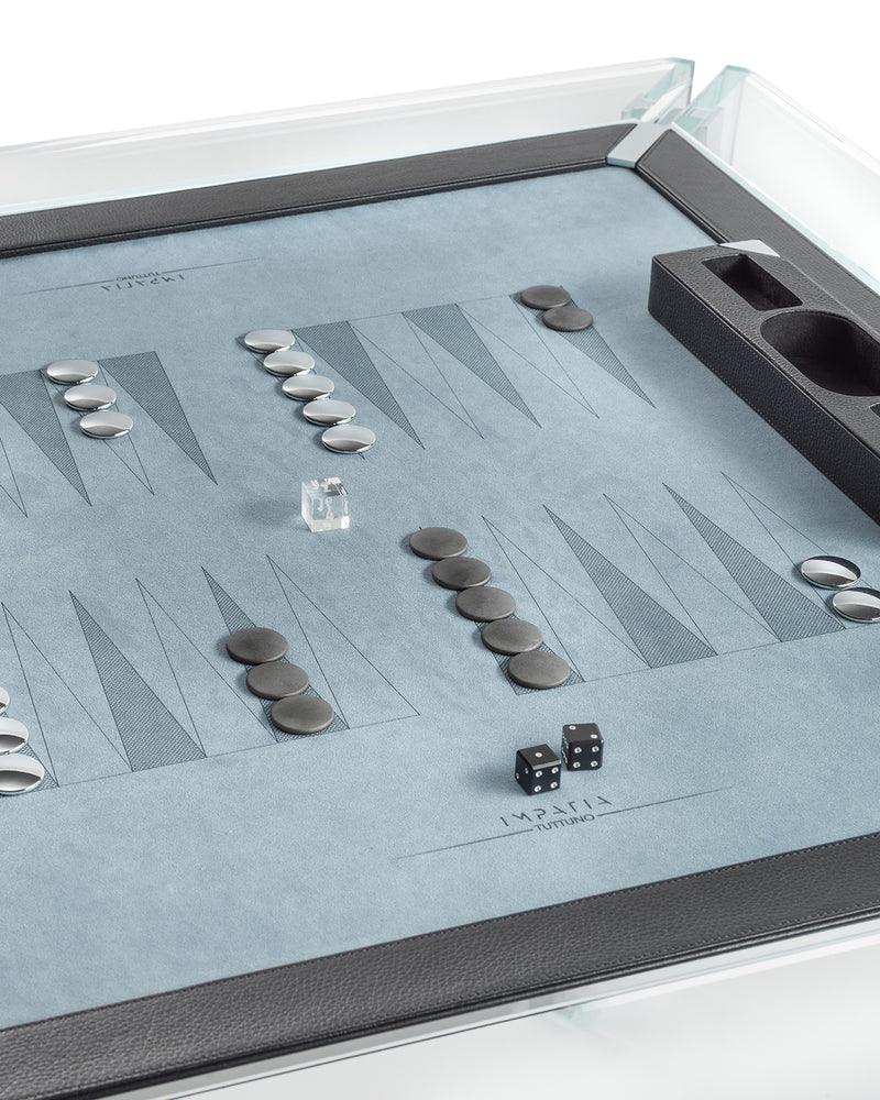 Backgammon Table TUTTUNO  incl. Leather game set and 4 removable armrests)