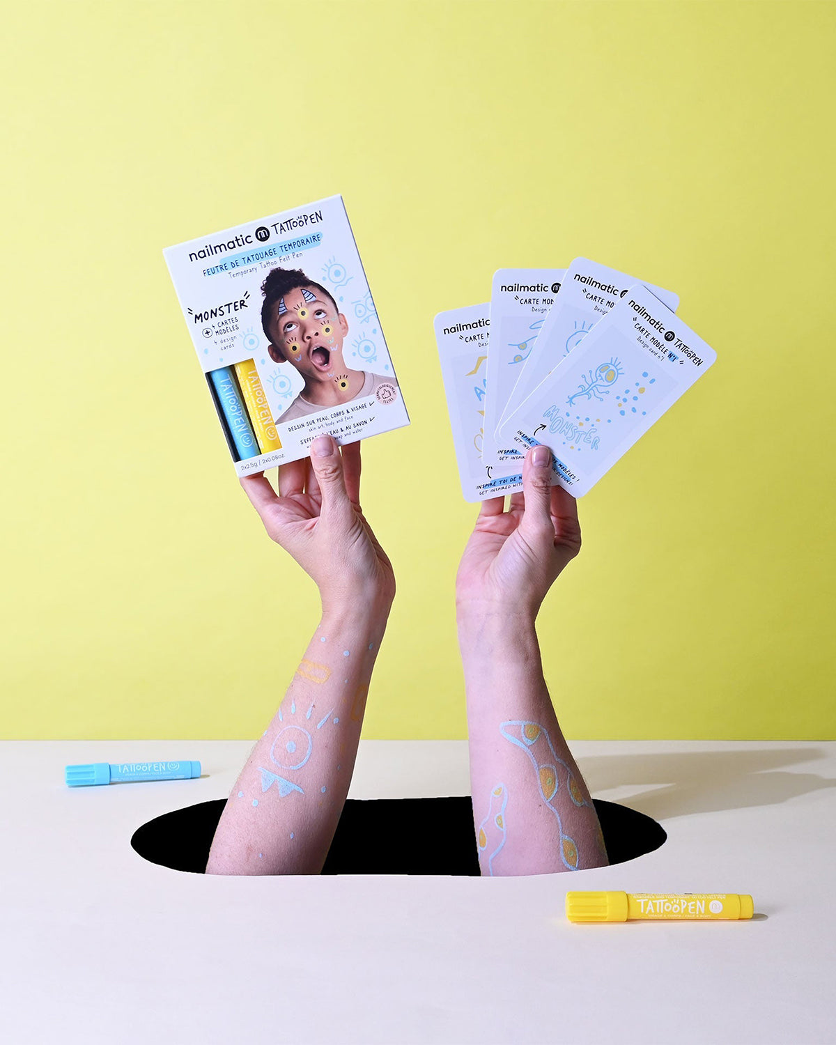 Nailmatic Tattoo Pen Set for Kids MONSTER