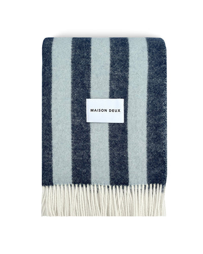 Maison Deux Blanket CANDY WRAP Navy / Ice Blue 4.25 x 6.5 ft