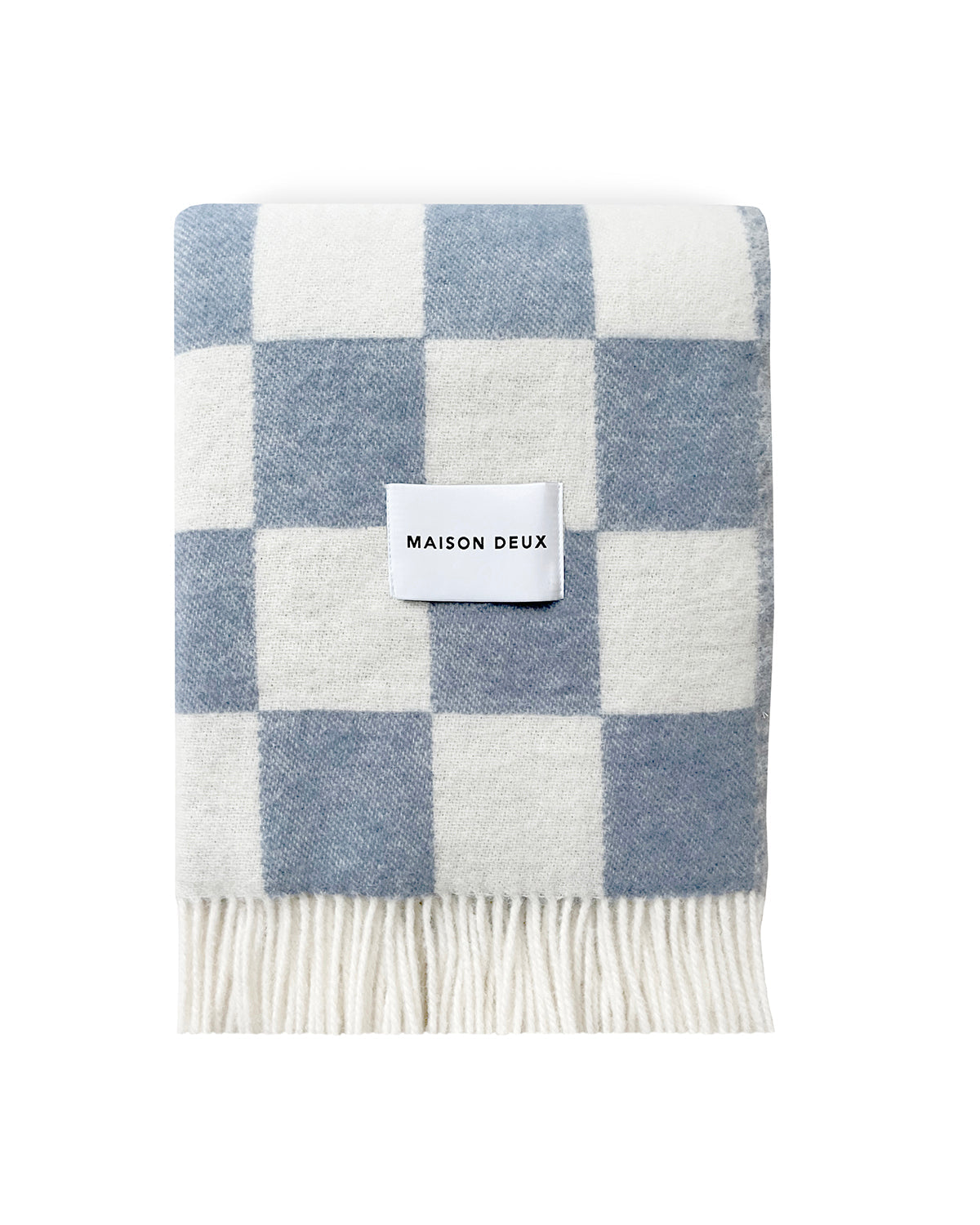 Maison Deux Blanket CHECKERBOARD Denim Blue / White 4.25 x 6.5 ft