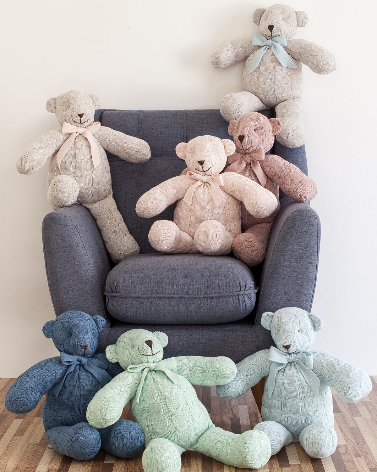 Plush CABLE KNIT TEDDY BEAR Mint