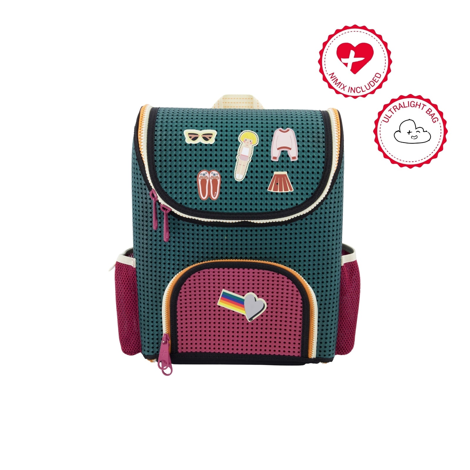Light Plus Nine Student Backpack Artist Green with Nimix Paper-doll-girl Set