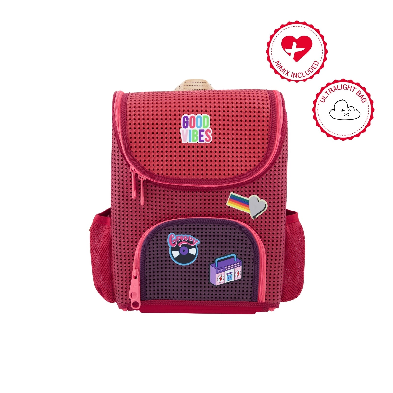 Light Plus Nine Student Backpack Multi Rose with Nimix Good-vibes Set