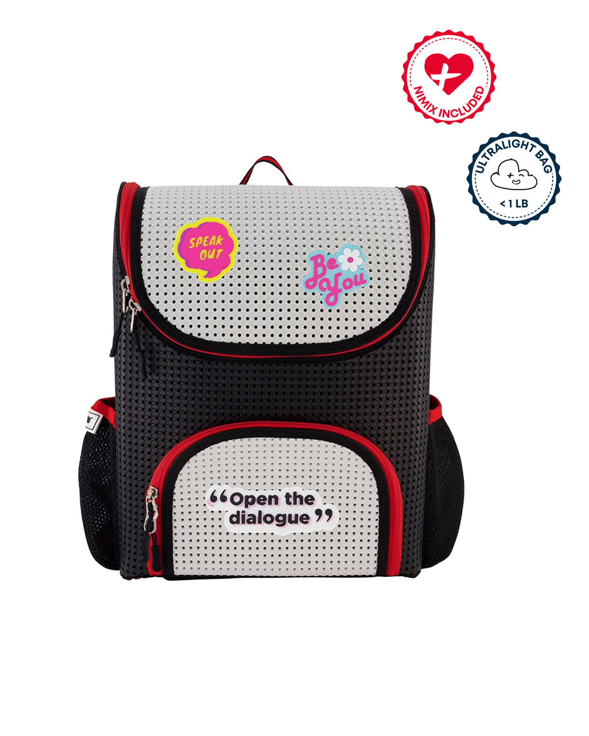 Light Plus Nine Student Backpack Red Classic with Nimix Speak-out Set