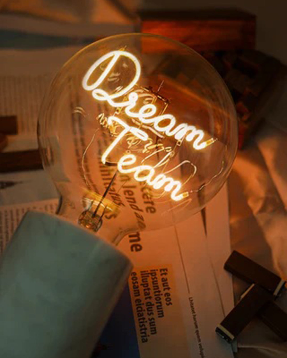 Bulb DREAM TEAM Amber with Base Table Lamp PORTABLE Pop Nomad Blue