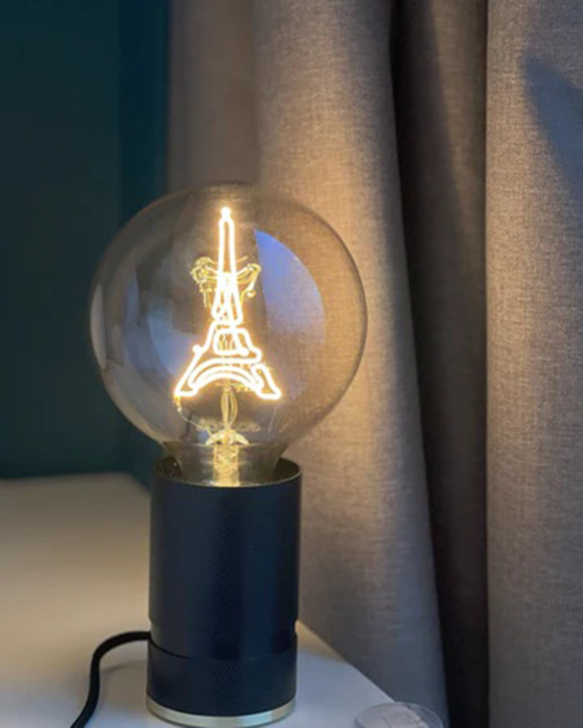 Bulb EIFFEL TOWER Amber with Base Table Lamp PORTABLE Rose Gold