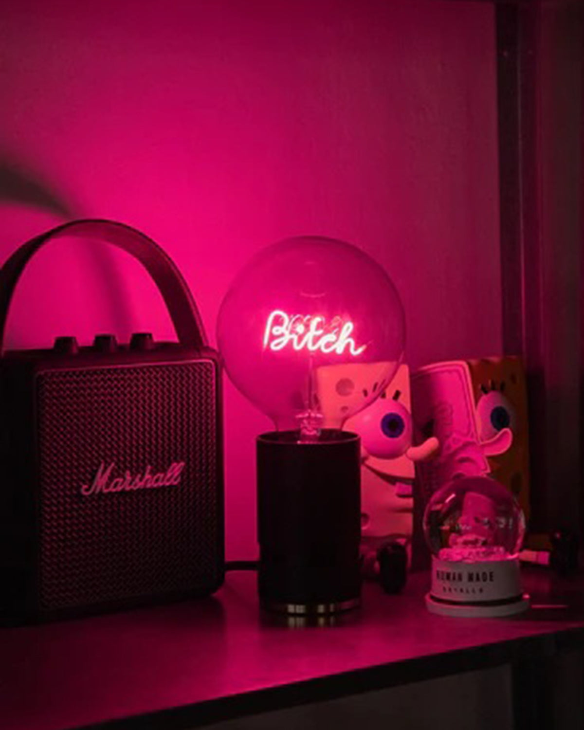 Bulb BITCH Red with Base Table Lamp PORTABLE Rose Gold