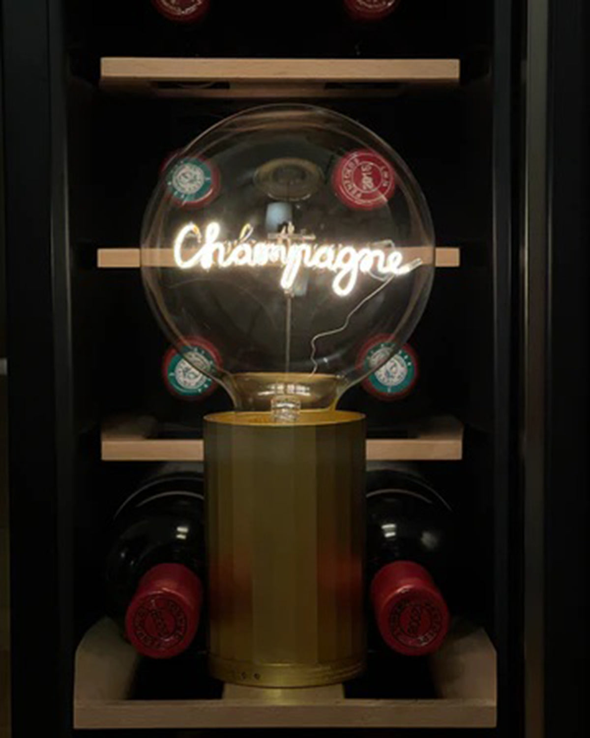 Bulb CHAMPAGNE Amber with Base Table Lamp PORTABLE Black