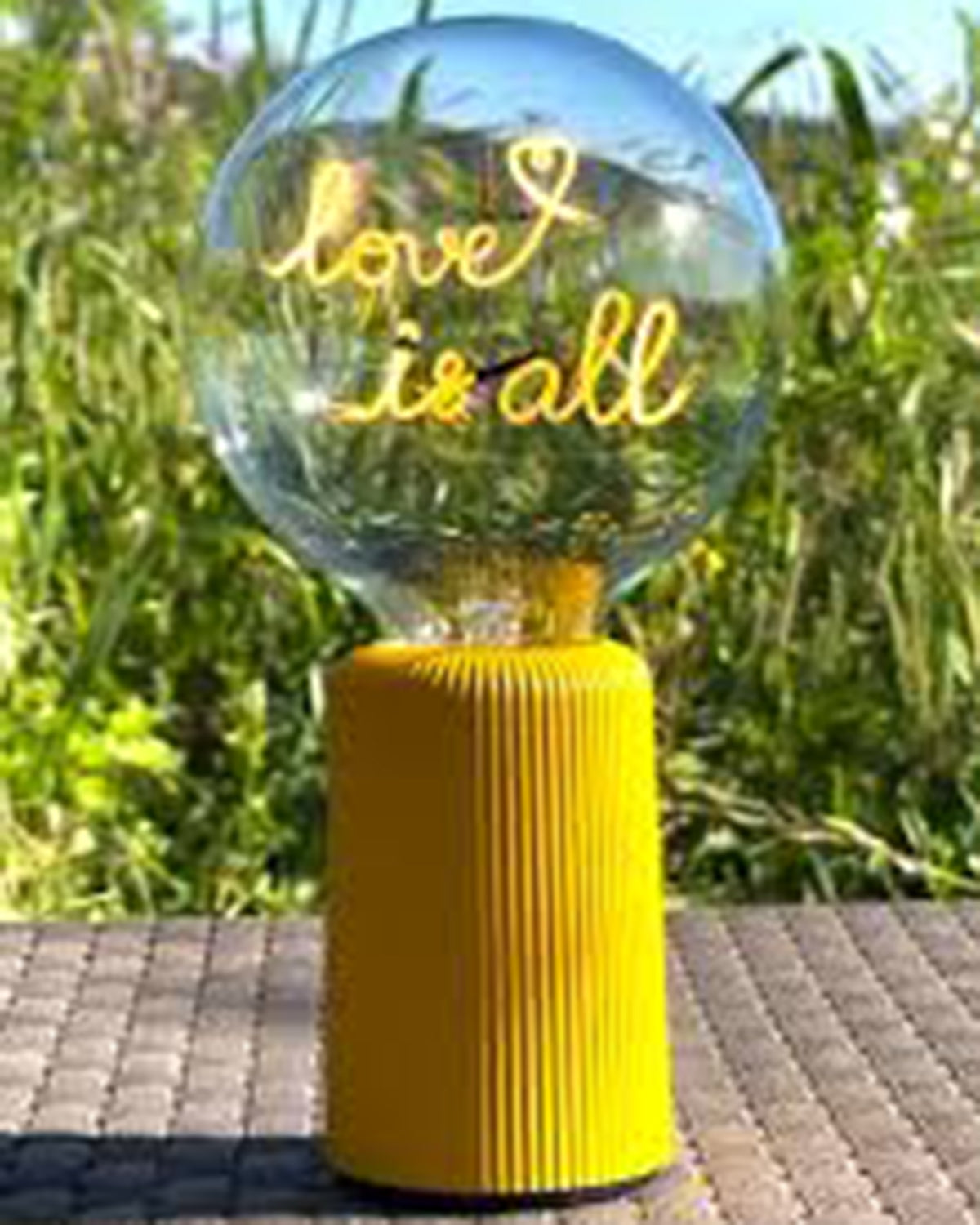 Bulb LOVE IS ALL Amber with Base Table Lamp PORTABLE Pop Nomad White