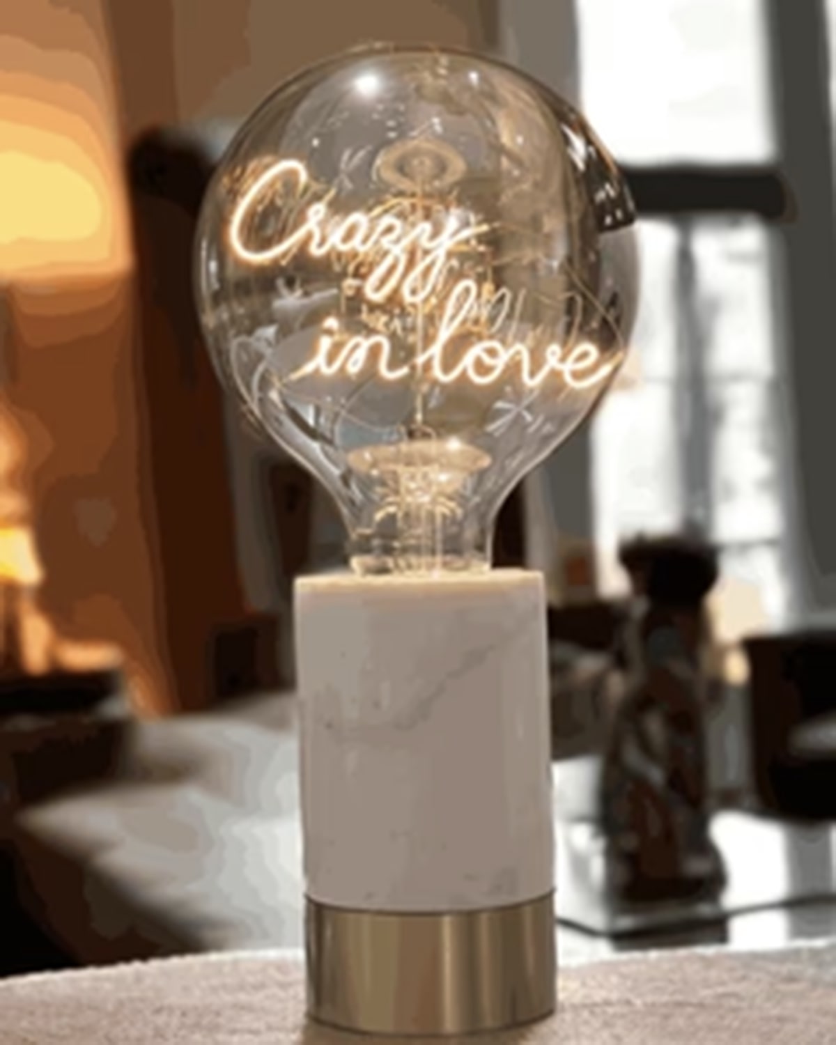 Bulb CRAZY IN LOVE Amber with Base Table Lamp PORTABLE Rose Gold