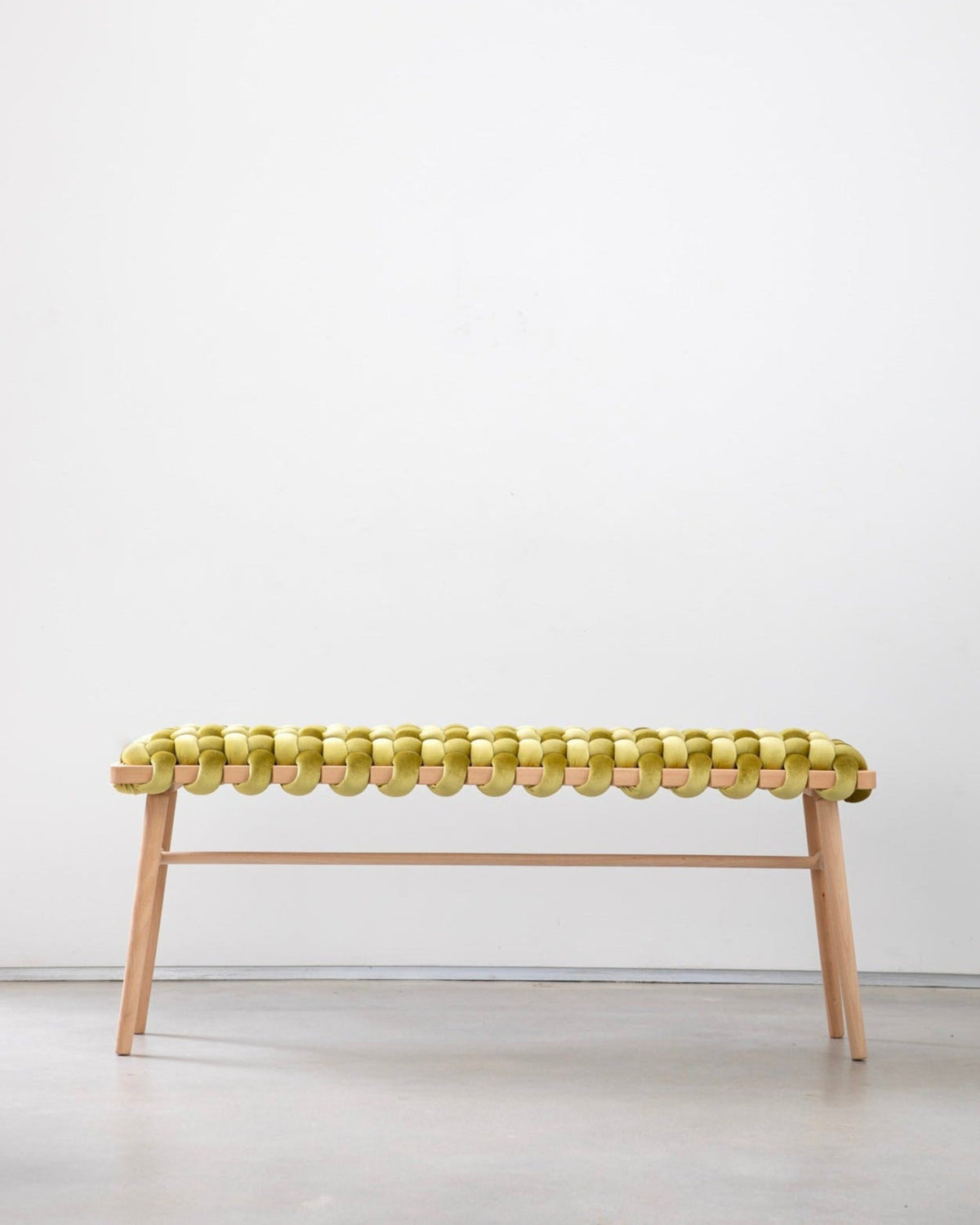Citron Velvet Woven Bench
