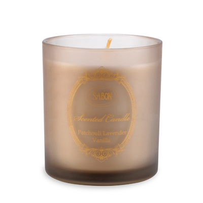 Glass Candle Patchouli Lavender Vanilla Large