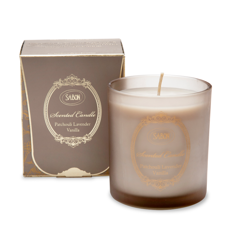 Glass Candle Patchouli Lavender Vanilla Large