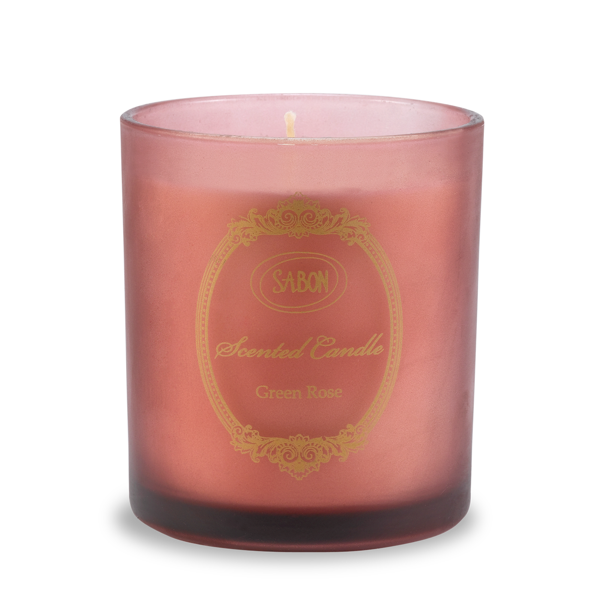 Glass Candle Green Rose Large