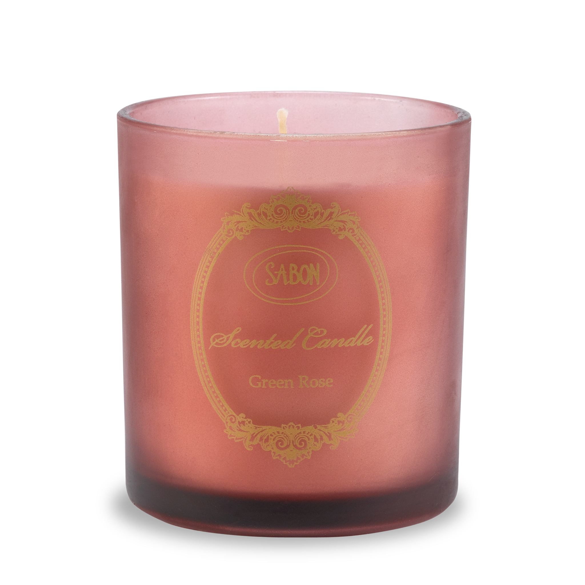 Glass Candle Green Rose Large