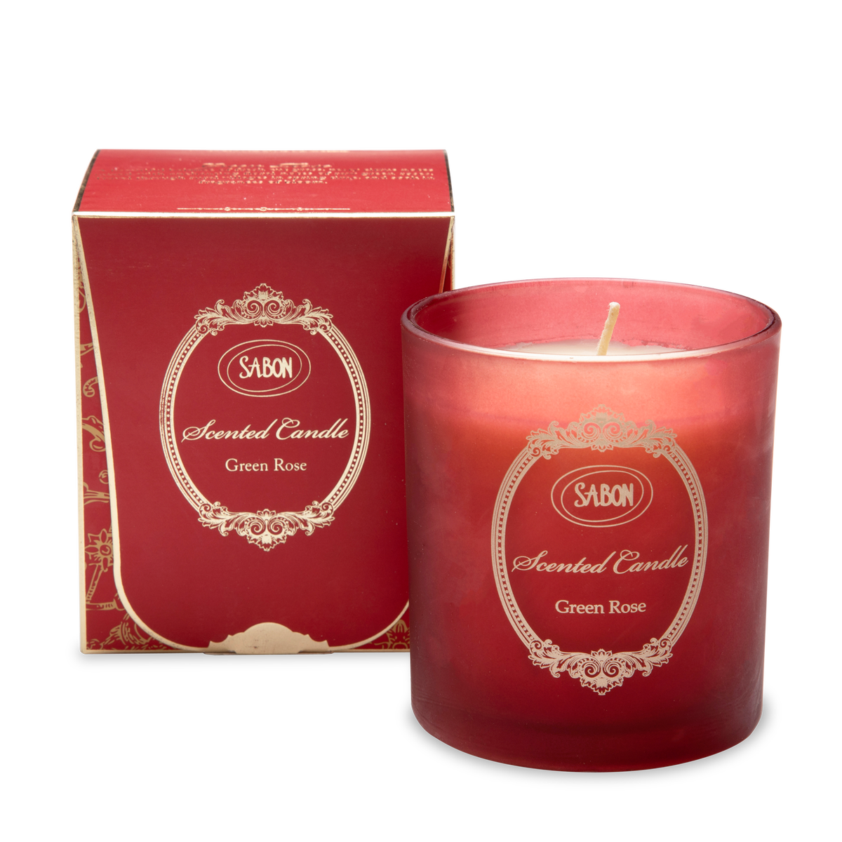 Glass Candle Green Rose