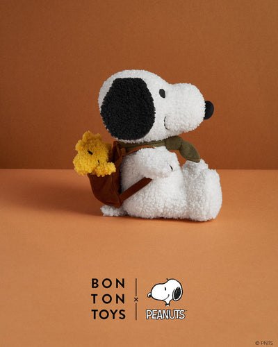 Plush PEANUTS SNOOPY with Woodstock in Backpack 8"