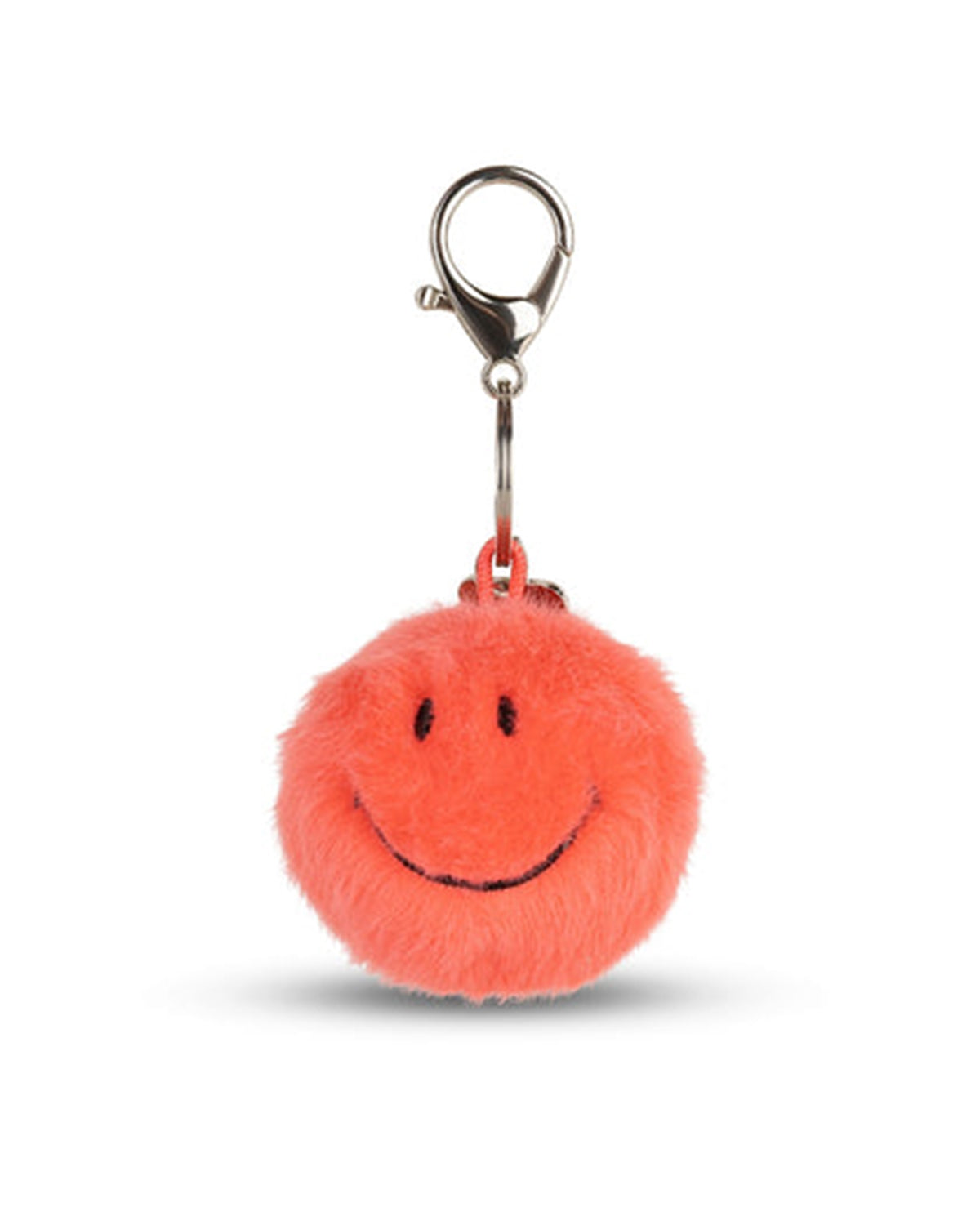 Keychain Smiley ECO Fuzzy Bright Coral  2"