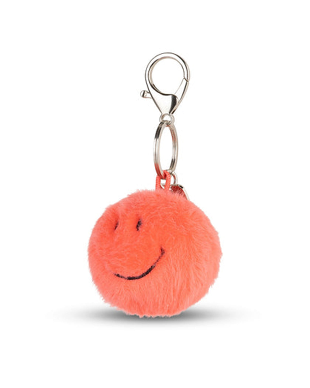 Keychain Smiley ECO Fuzzy Bright Coral  2"
