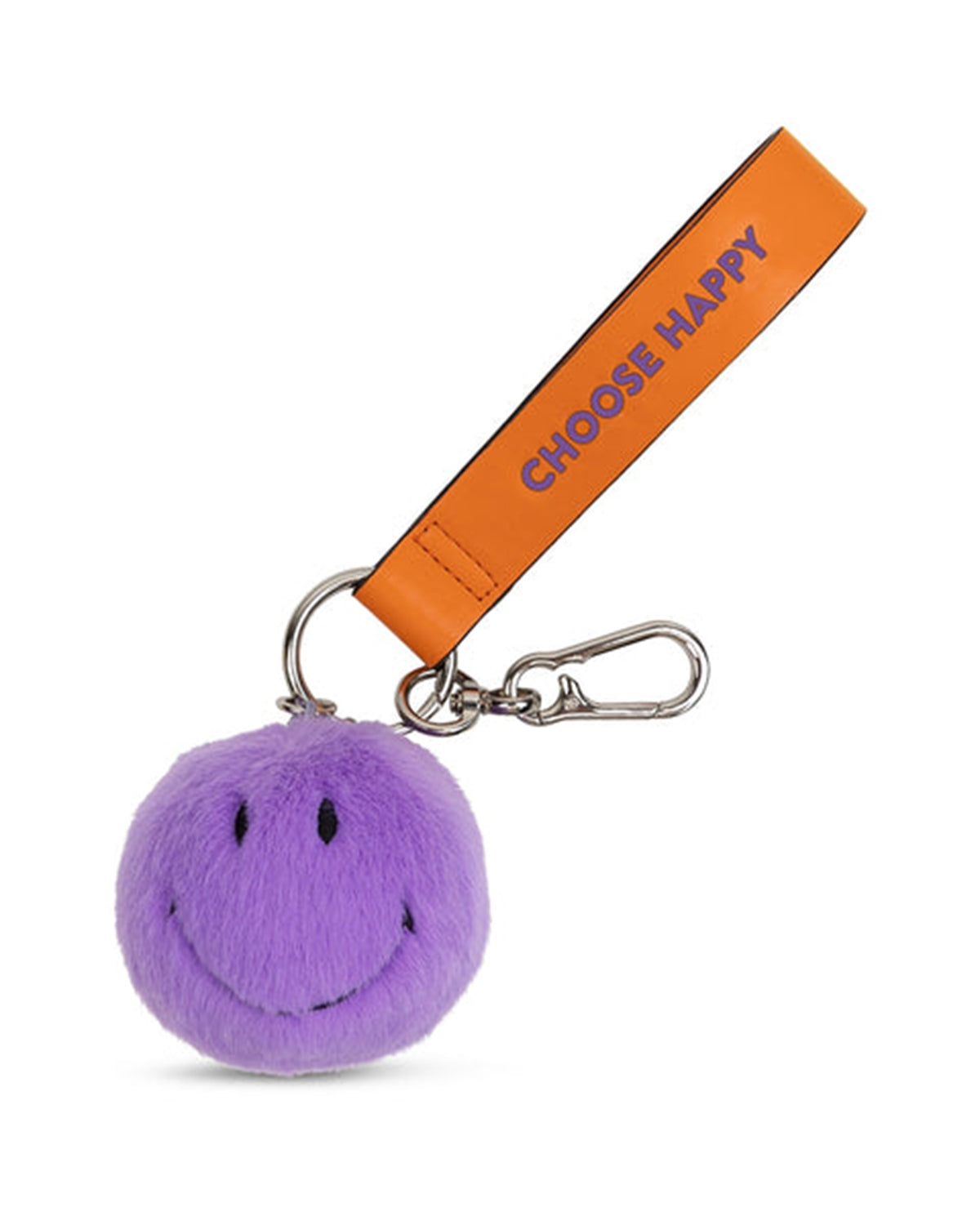 Plush Smiley ECO Fuzzy Bag Charm Dark Purple 3"