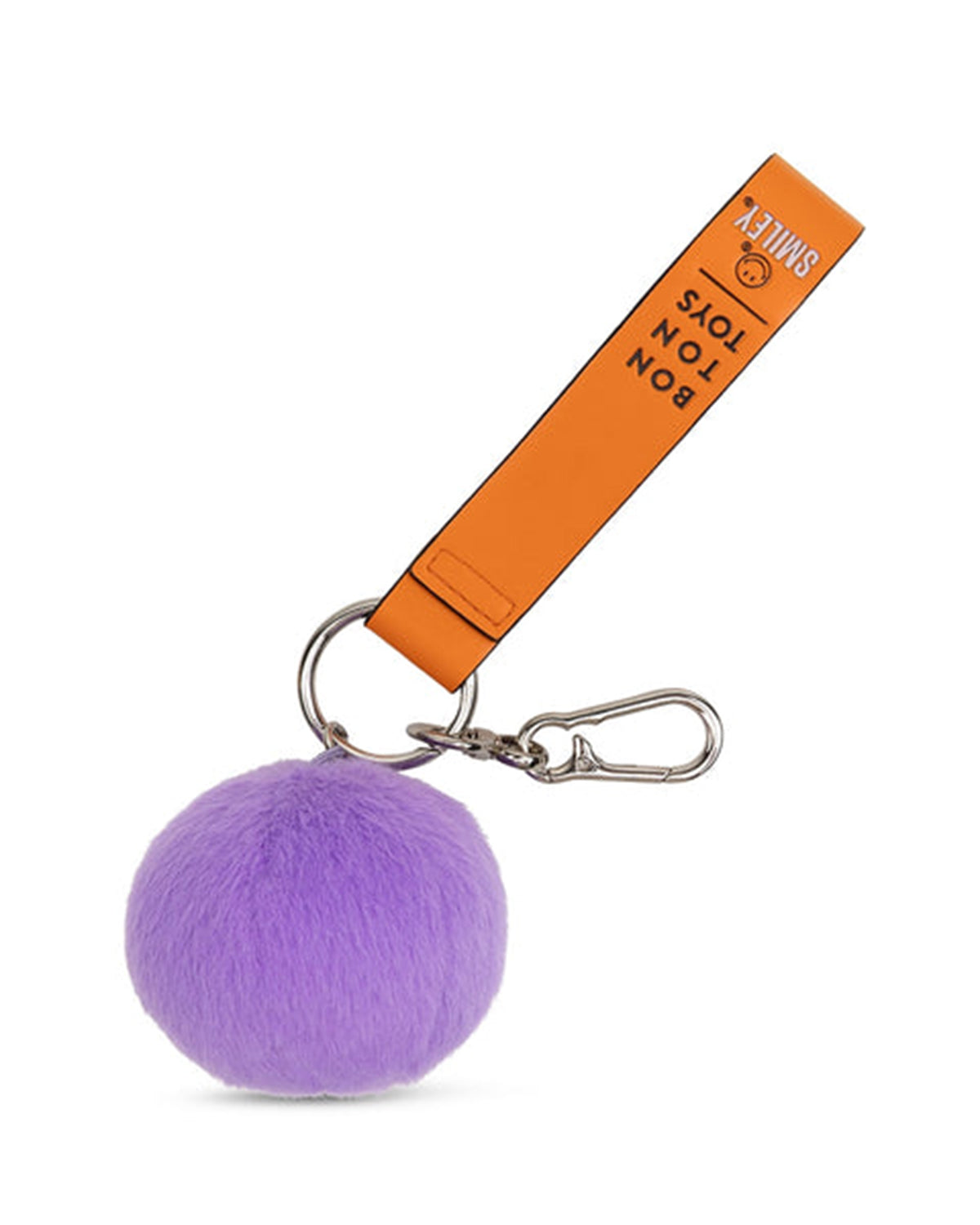 Plush Smiley ECO Fuzzy Bag Charm Dark Purple 3"