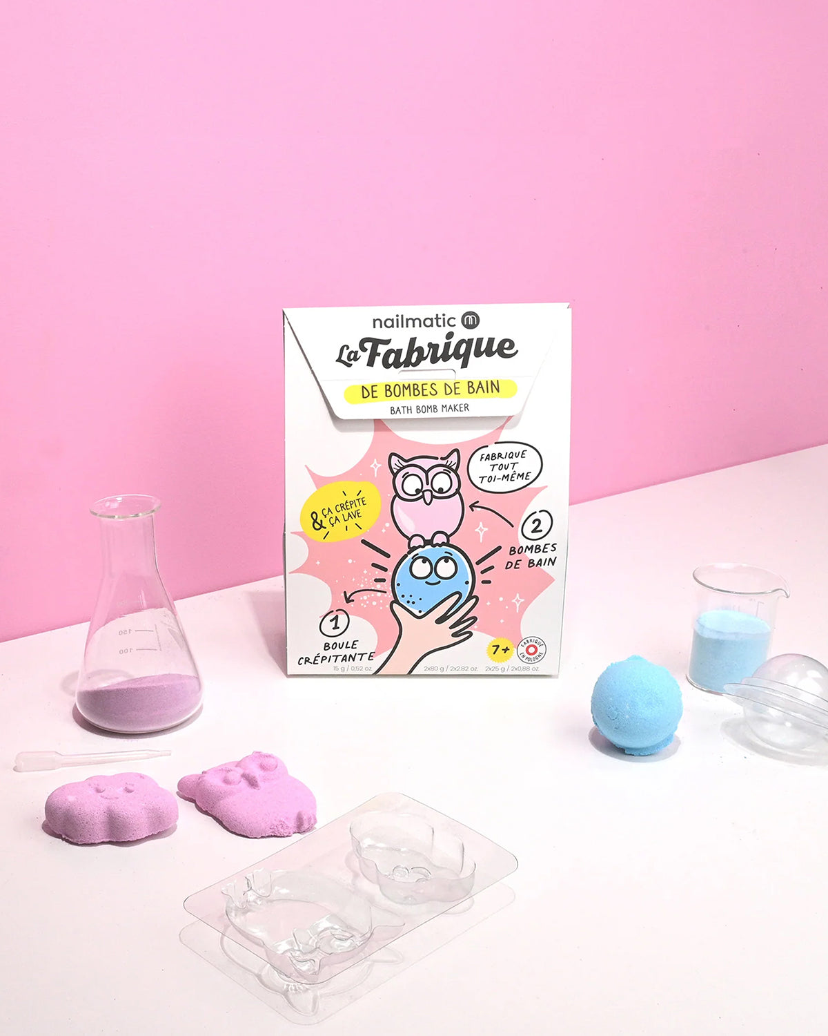 Bath Bomb CRACKLING and 2 Molds Owl and Cloud