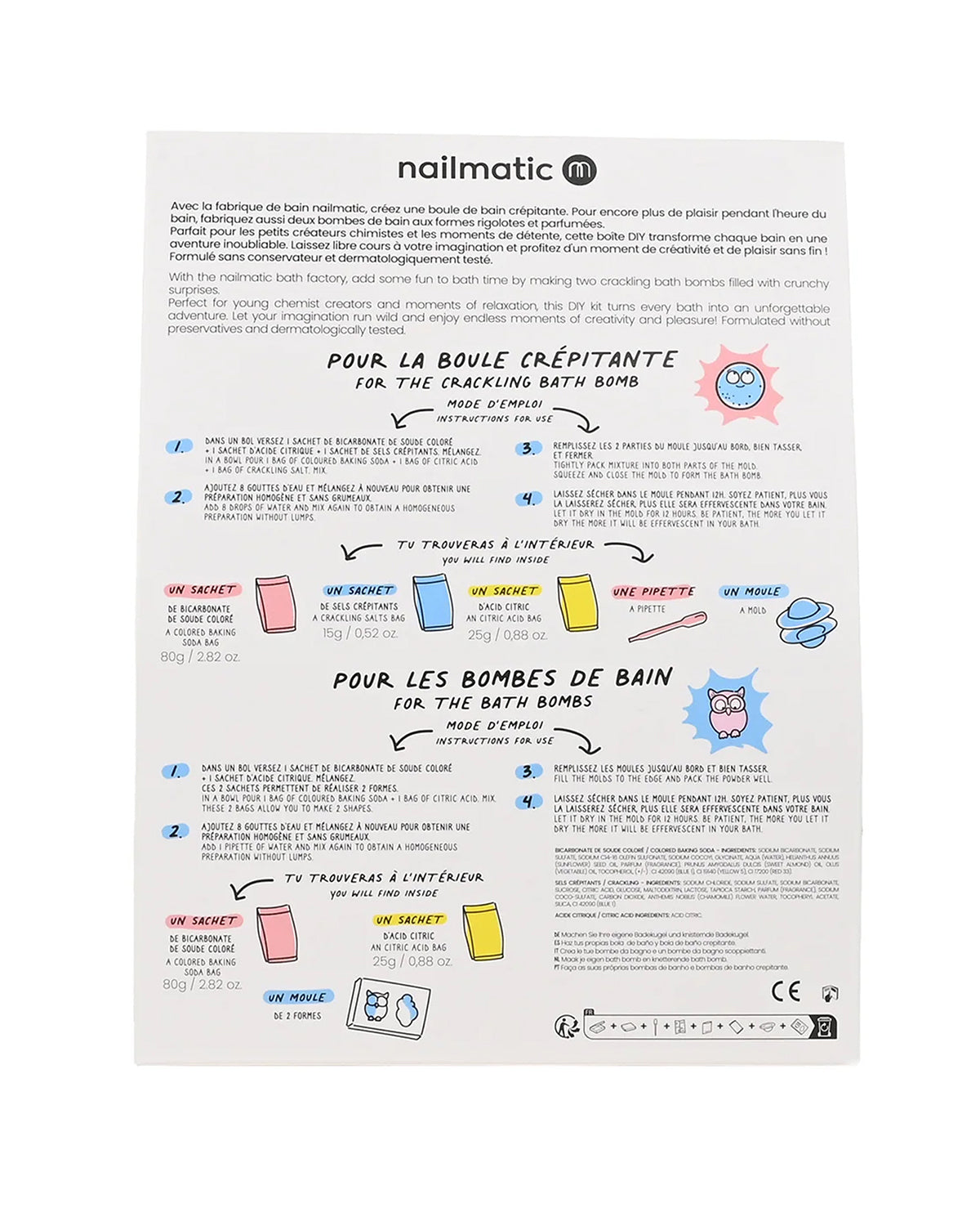 Bath Bomb CRACKLING and 2 Molds Owl and Cloud