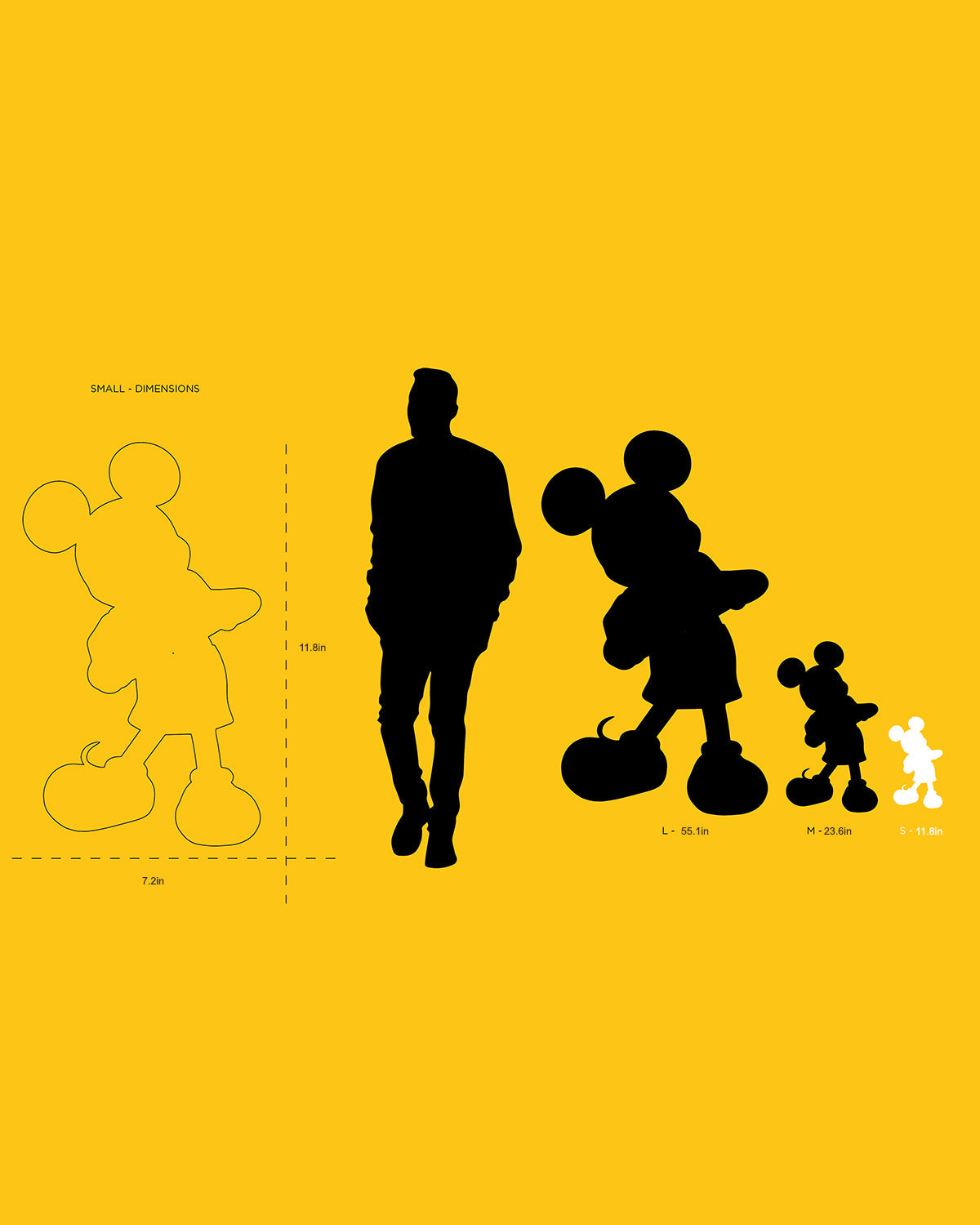 Mickey Mouse WITH LOVE Black & Gold 12"