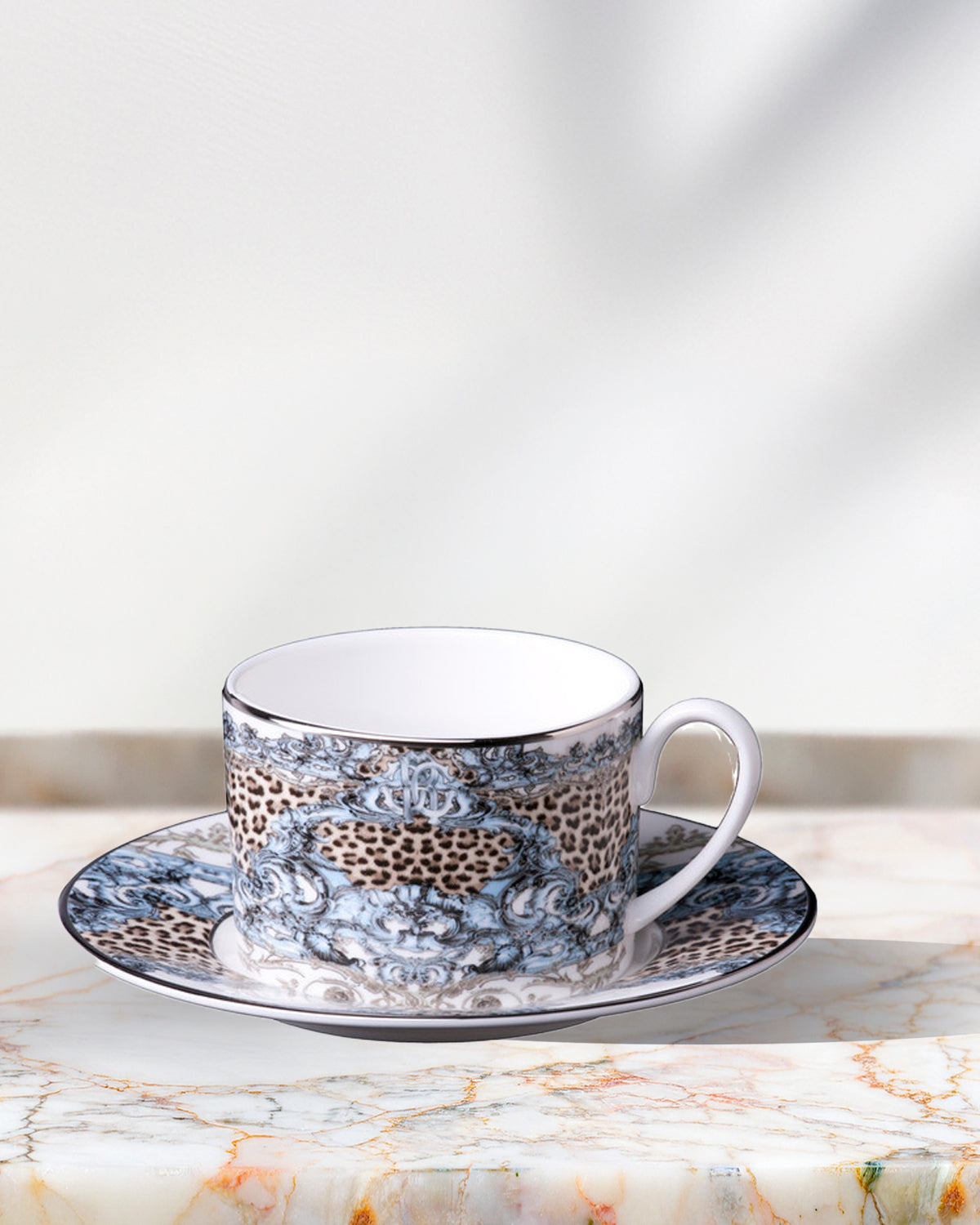 Tea Cup & Saucer PALAZZO PITTI Set of 2 in Luxury Box 3.3", H 2.3", cap. 7.5 oz, Saucer 6"