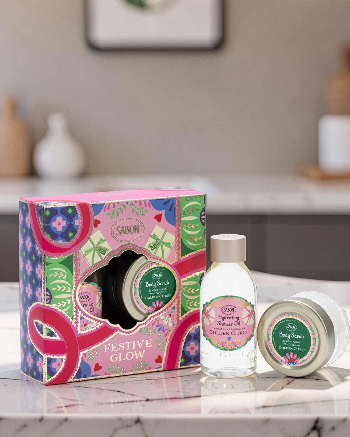 Kit Shower Oil + Body Scrub Festive Glow