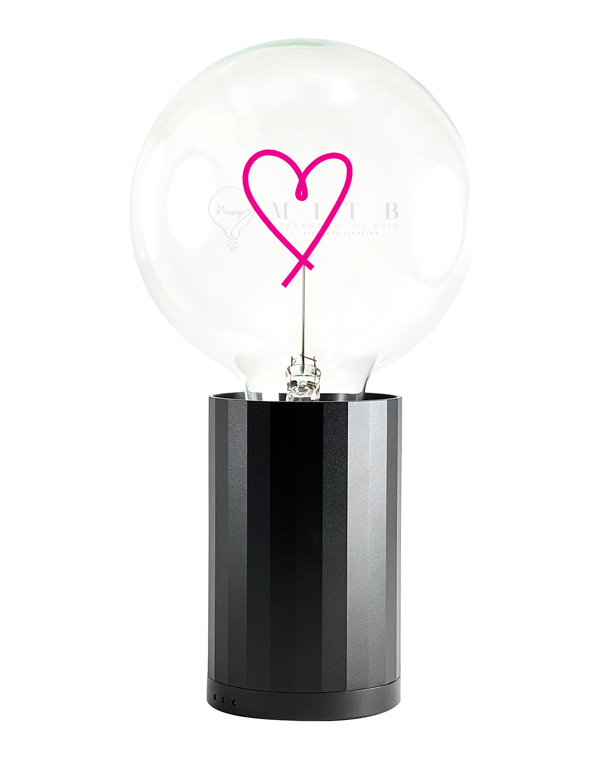 Bulb HEART Red with Base Table Lamp PORTABLE Black