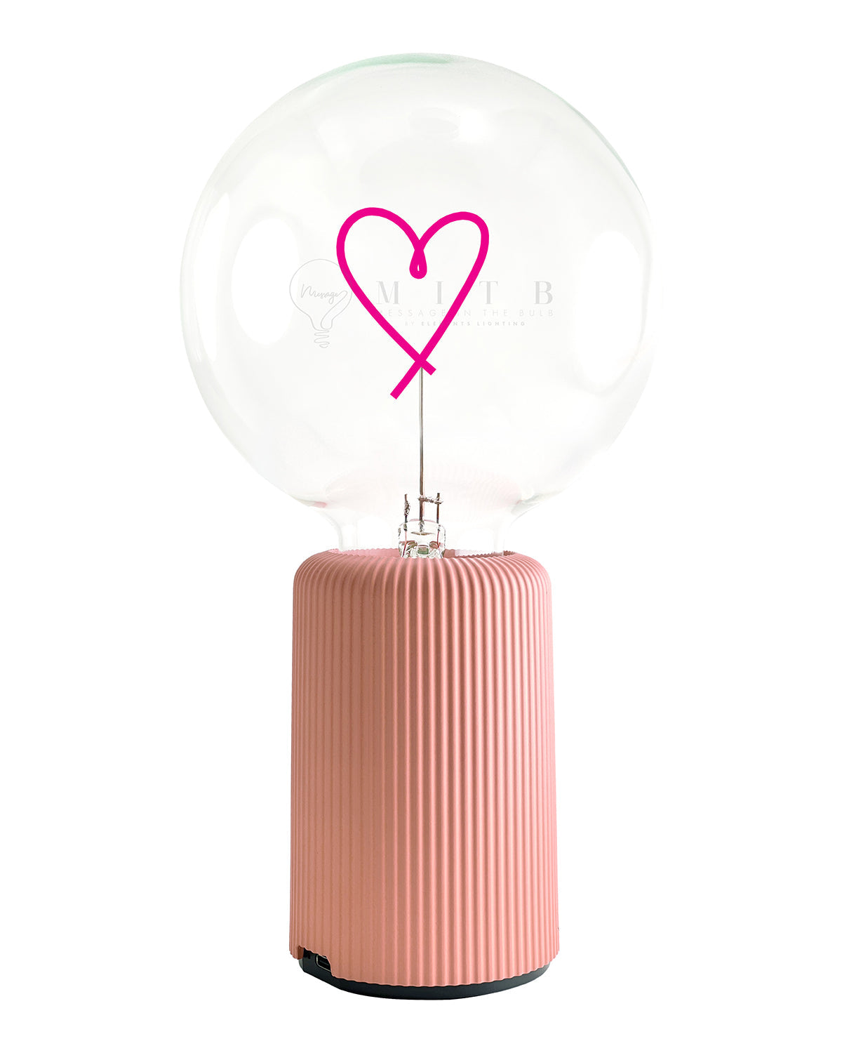 Bulb HEART Red with Base Table Lamp PORTABLE Pop Nomad Pink