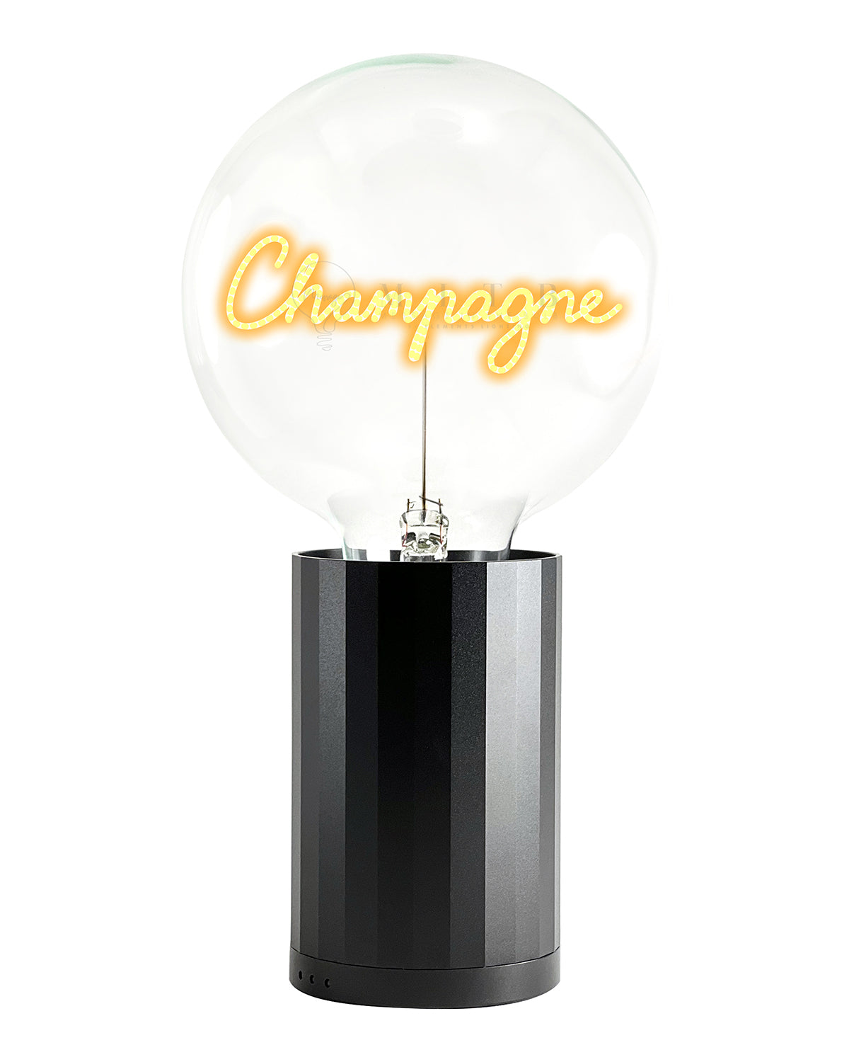 Bulb CHAMPAGNE Amber with Base Table Lamp PORTABLE Black