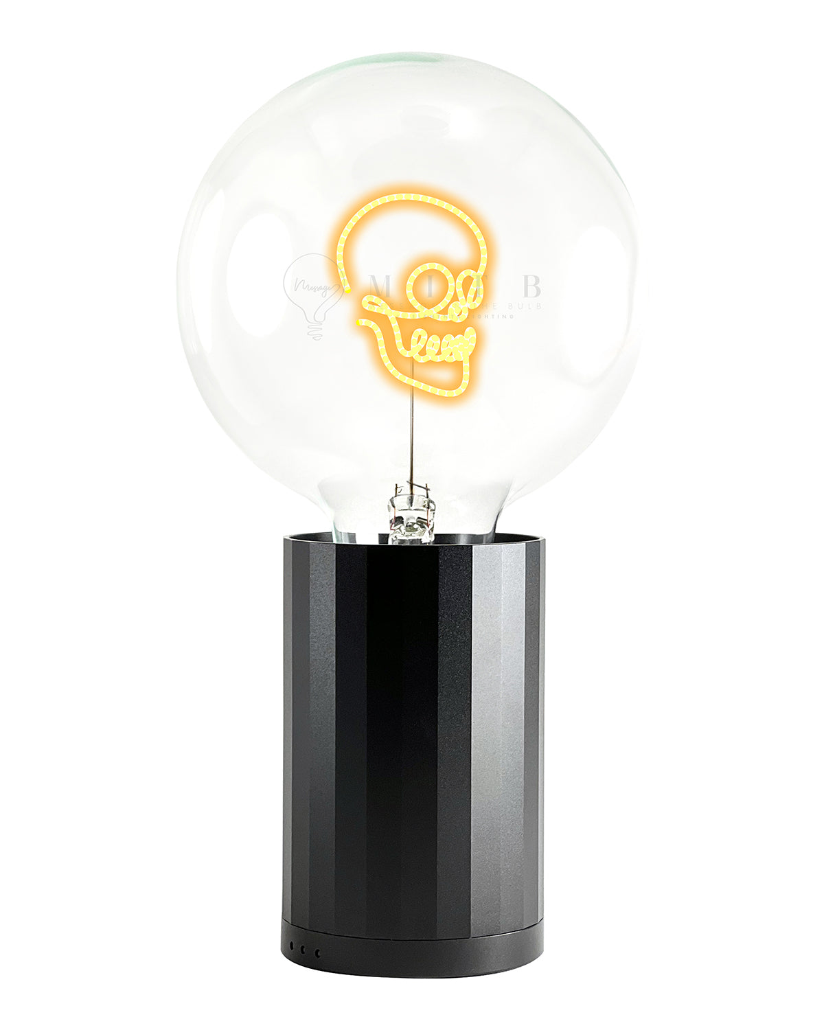 Bulb SKULL Amber with Base Table Lamp PORTABLE Black