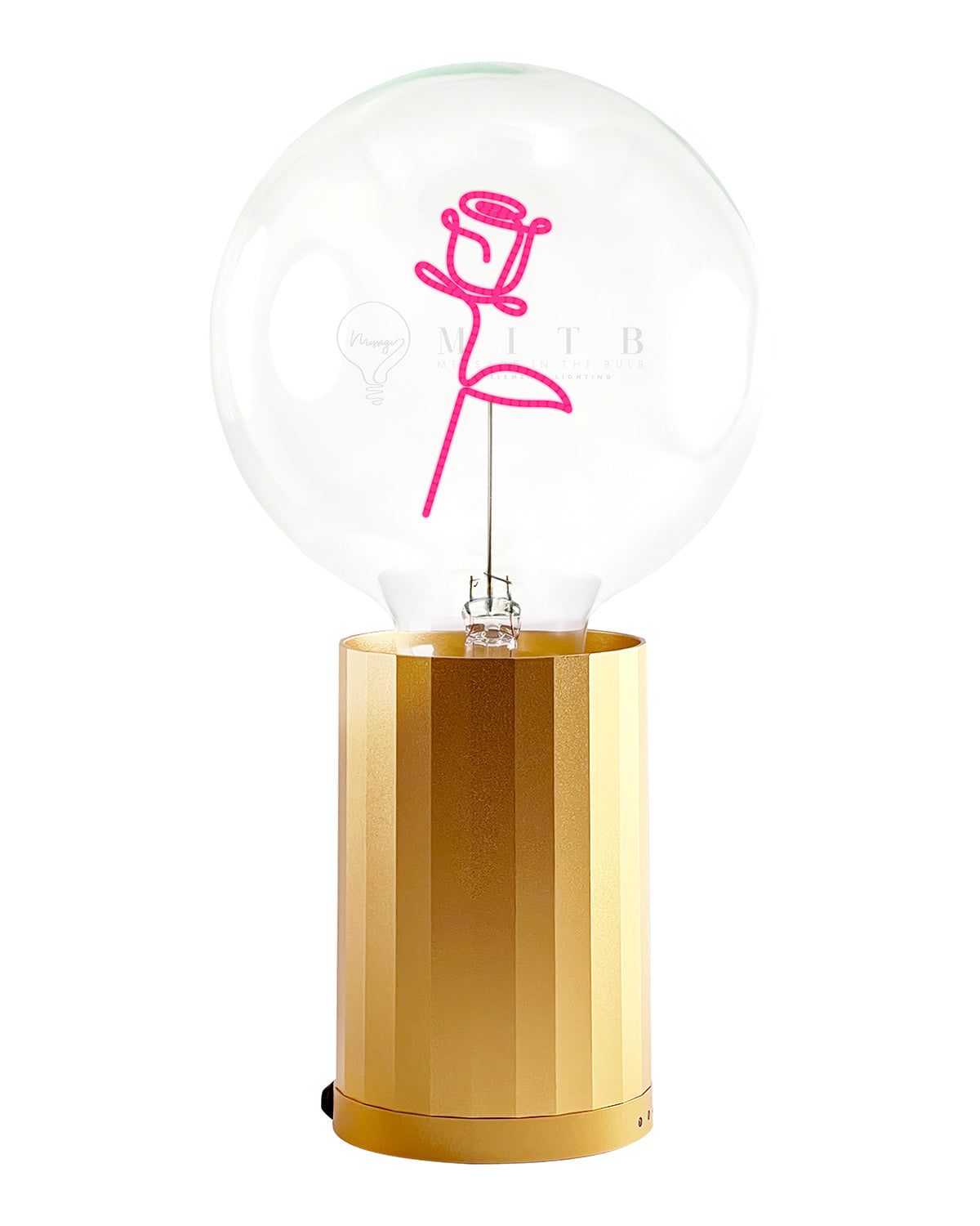 Bulb ROSE Red with Base Table Lamp PORTABLE Black