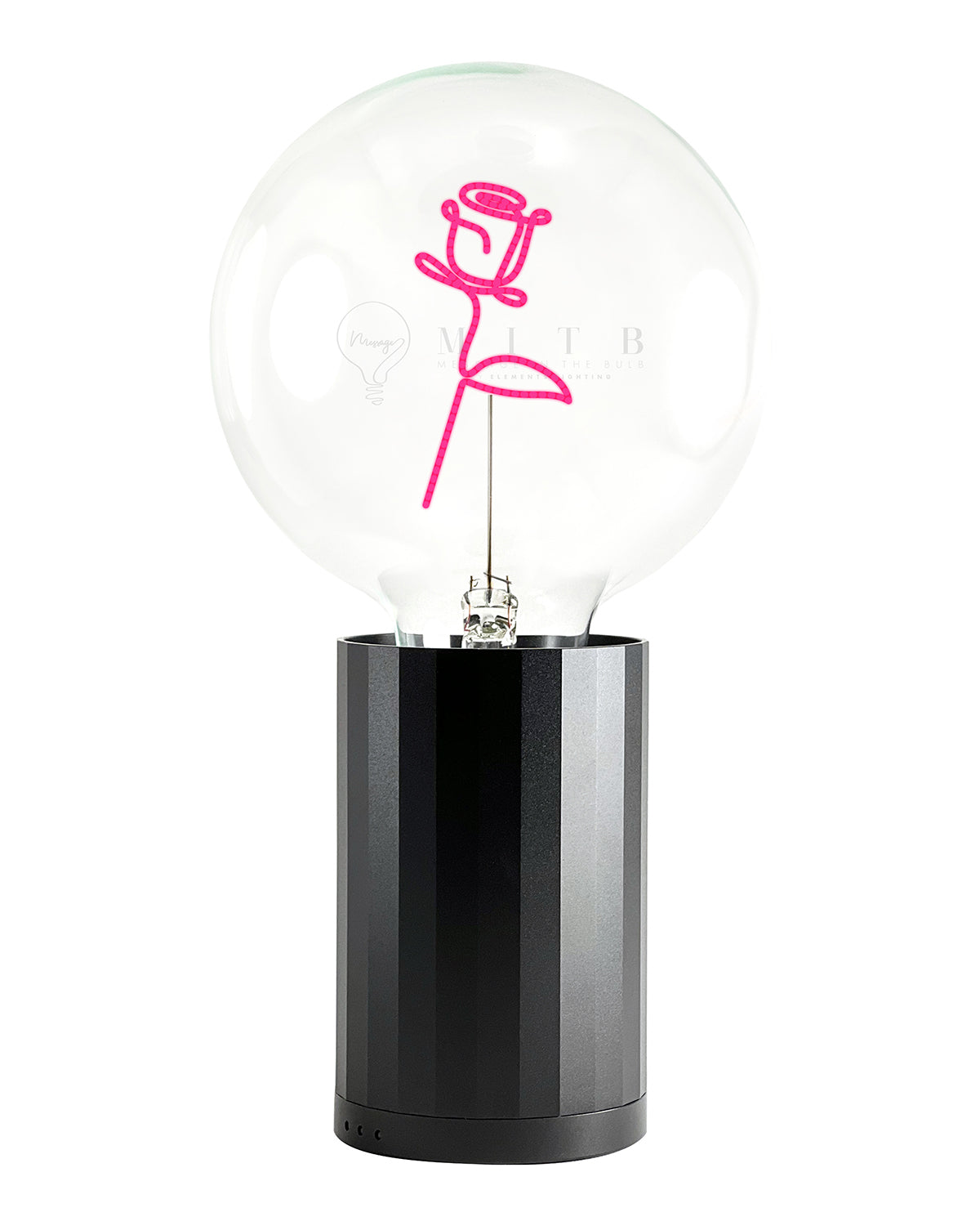 Bulb ROSE Red with Base Table Lamp PORTABLE Black