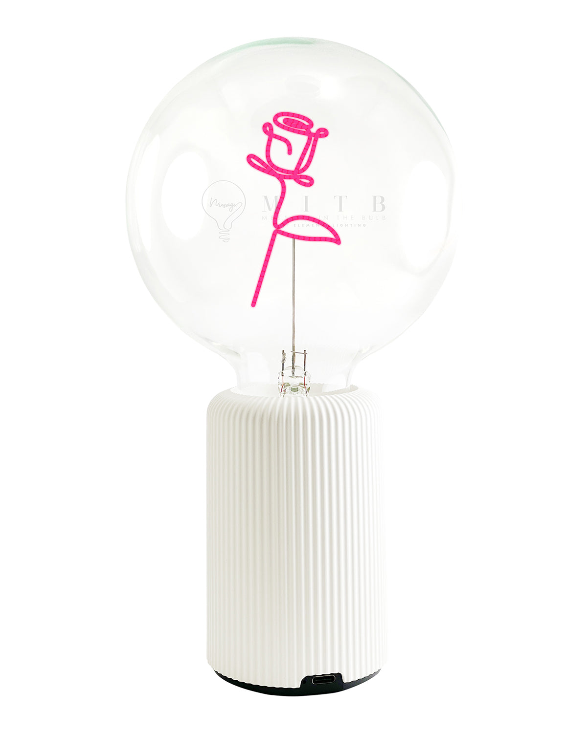 Bulb ROSE Red with Base Table Lamp PORTABLE Pop Nomad White