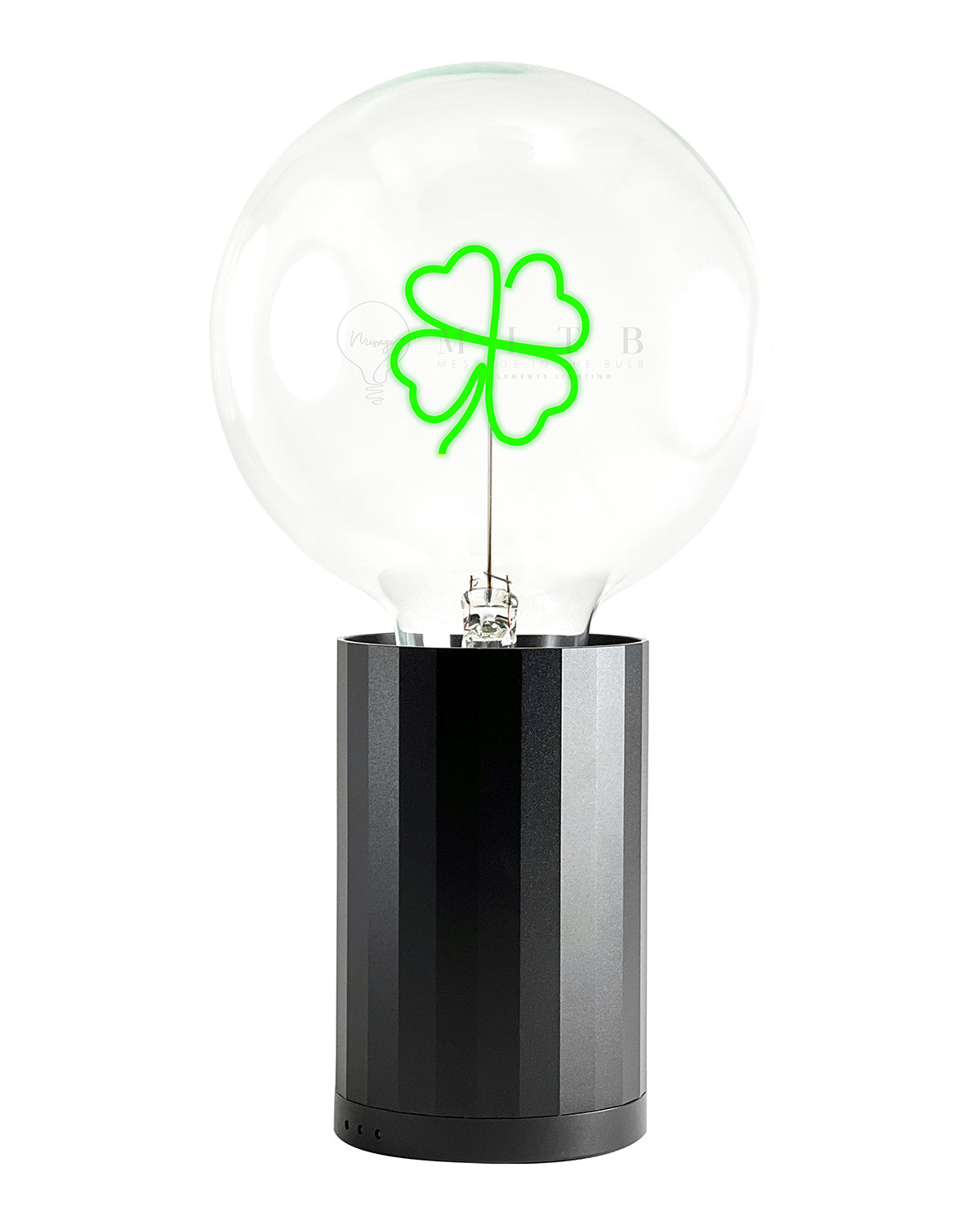 Bulb CLOVER Green with Base Table Lamp PORTABLE Black