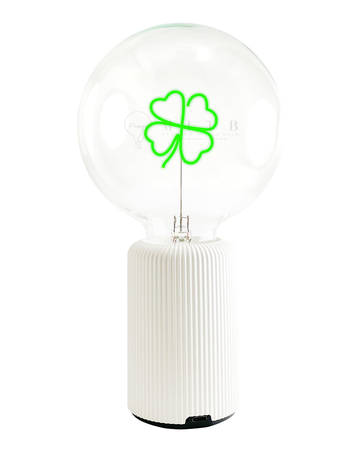 Bulb CLOVER Green with Base Table Lamp PORTABLE Pop Nomad White