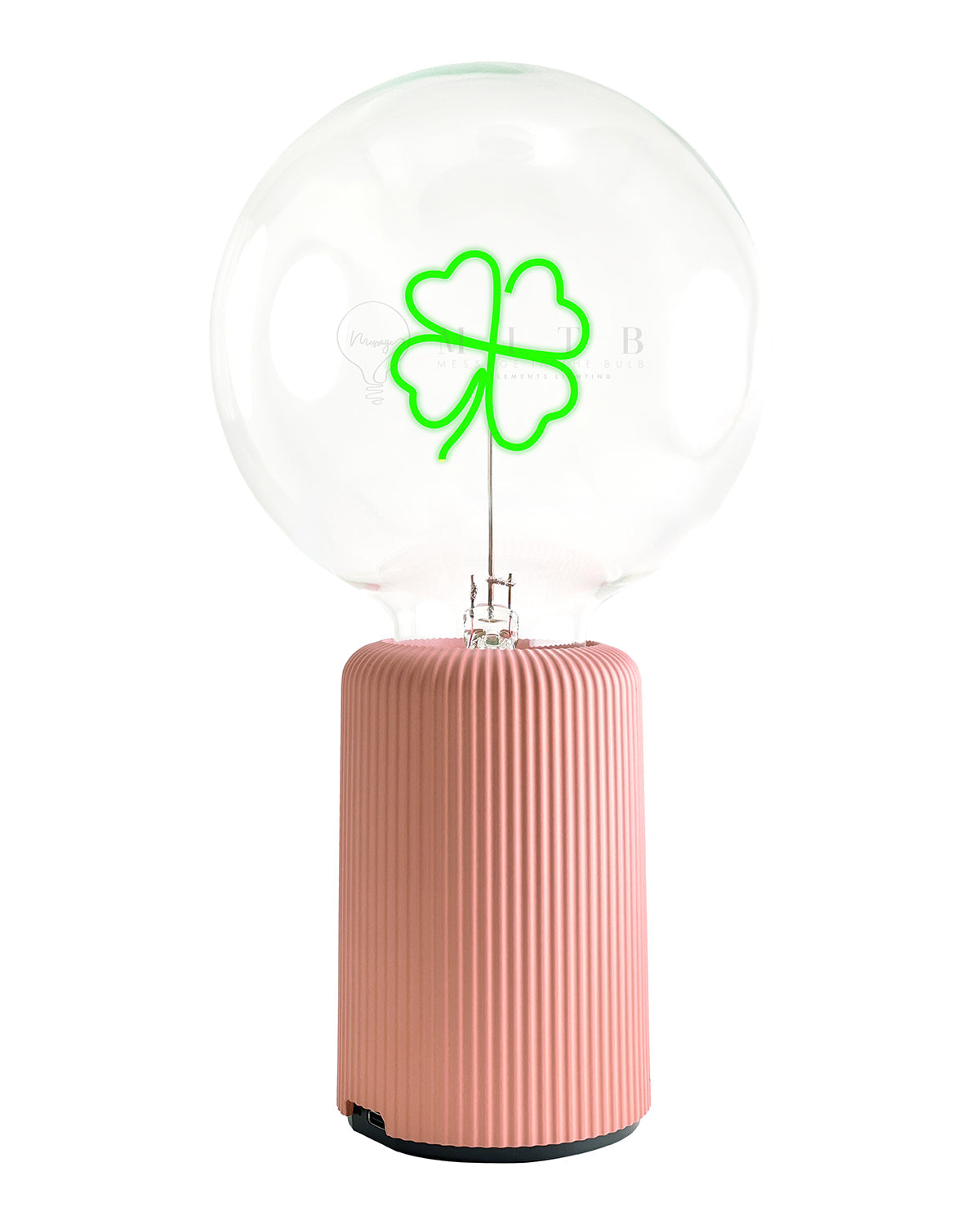 Bulb CLOVER Green with Base Table Lamp PORTABLE Pop Nomad White